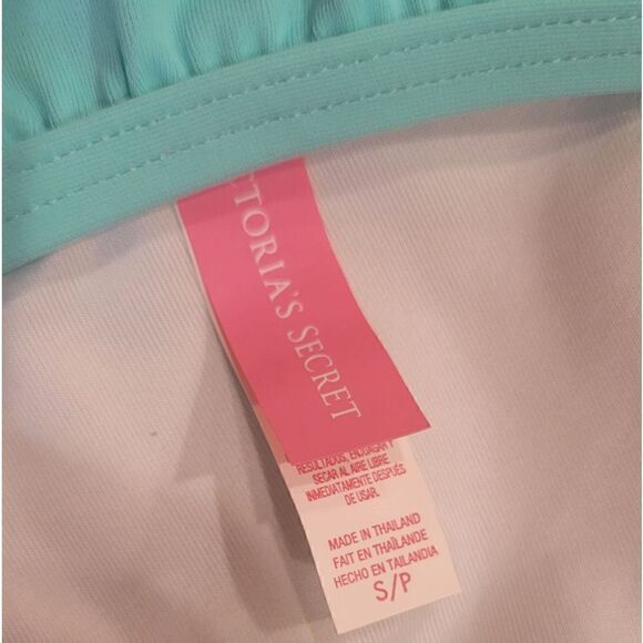 NWOT Victoria's Secret Crop Cropped Flounce Swim Bikini Top Turquoise S - Picture 8 of 9